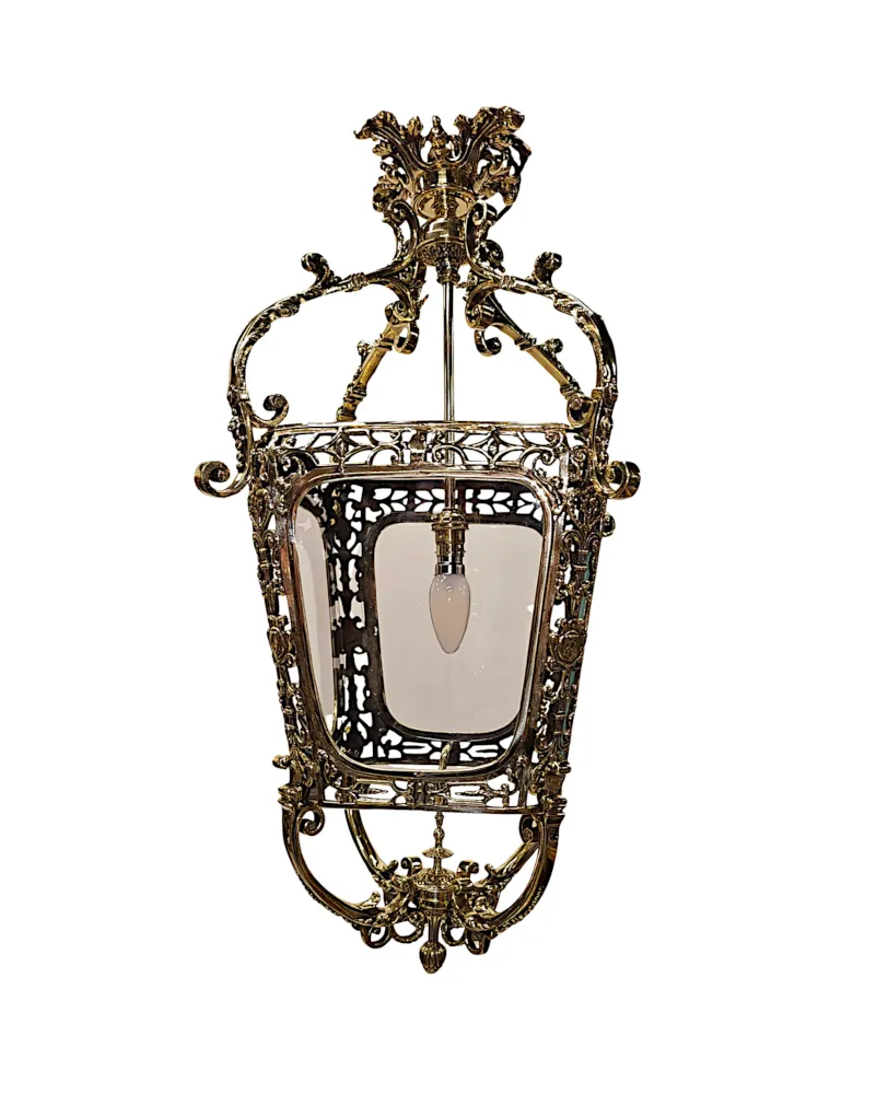 A Very Fine 19th Century Fully Restored and Rewired Brass and Glass Lantern 