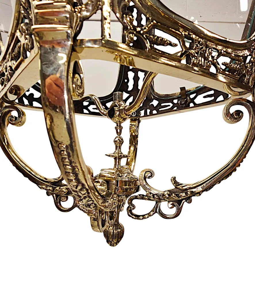 A Very Fine 19th Century Fully Restored and Rewired Brass and Glass Lantern 