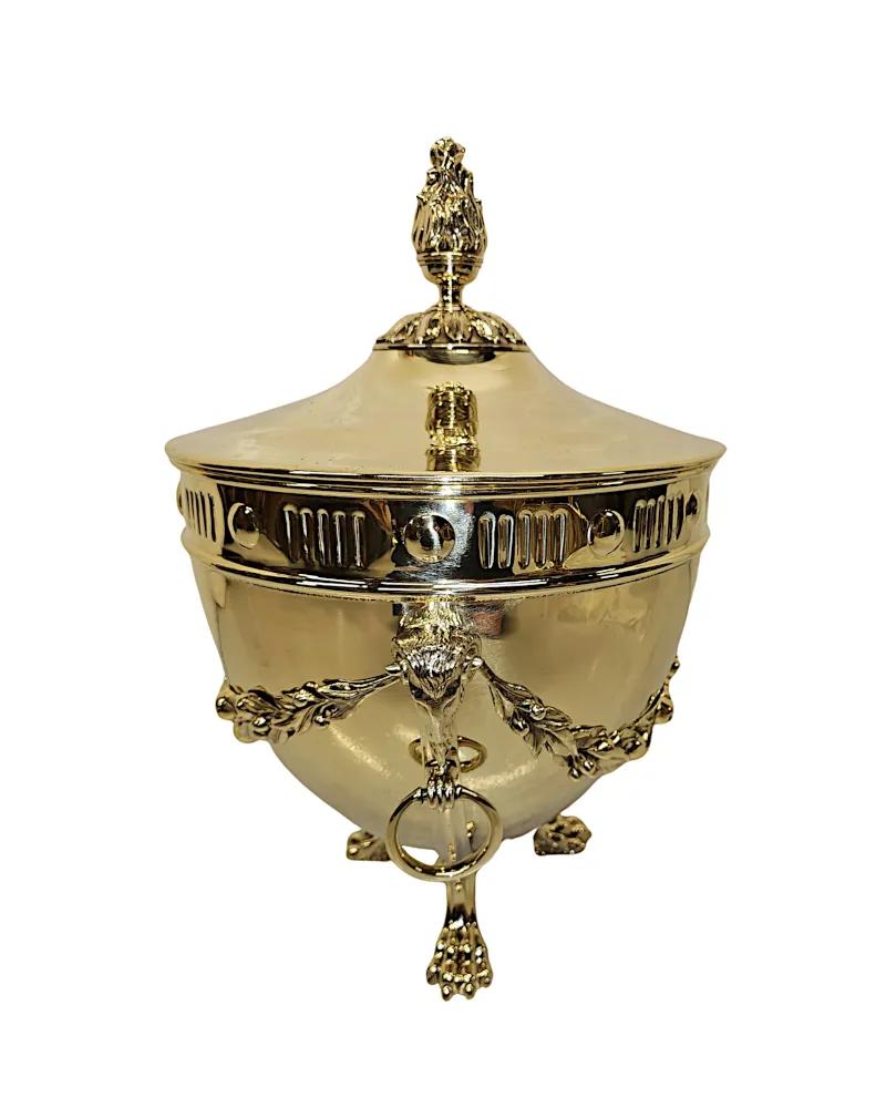 A Very Rare 19th Century Lidded Coal Bucket With Rams Head and Paw Detail