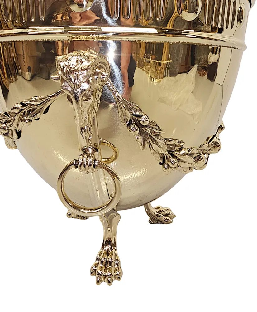 A Very Rare 19th Century Lidded Coal Bucket With Rams Head and Paw Detail