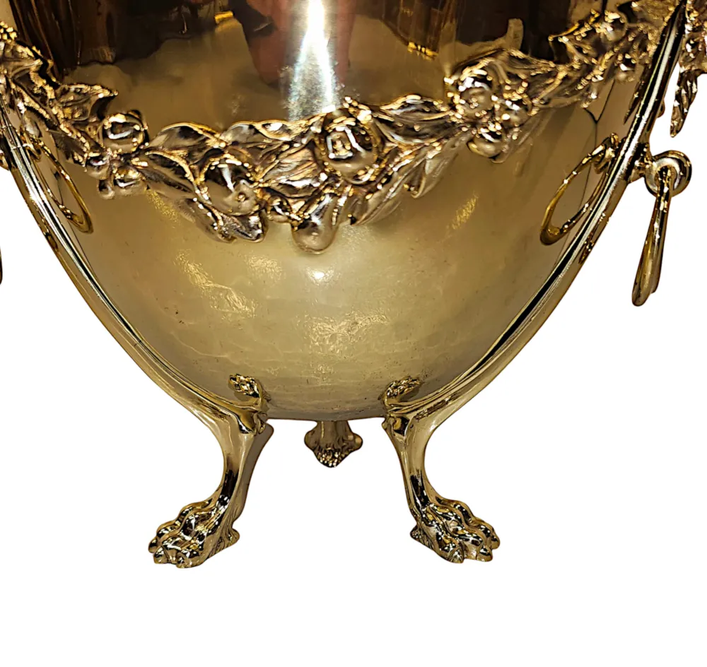 A Very Rare 19th Century Lidded Coal Bucket With Rams Head and Paw Detail