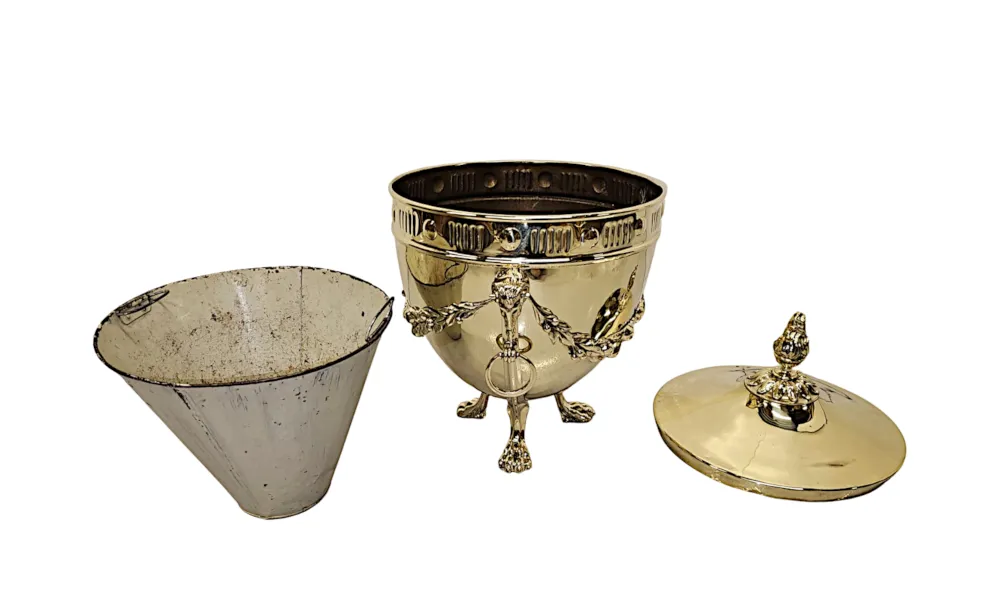 A Very Rare 19th Century Lidded Coal Bucket With Rams Head and Paw Detail
