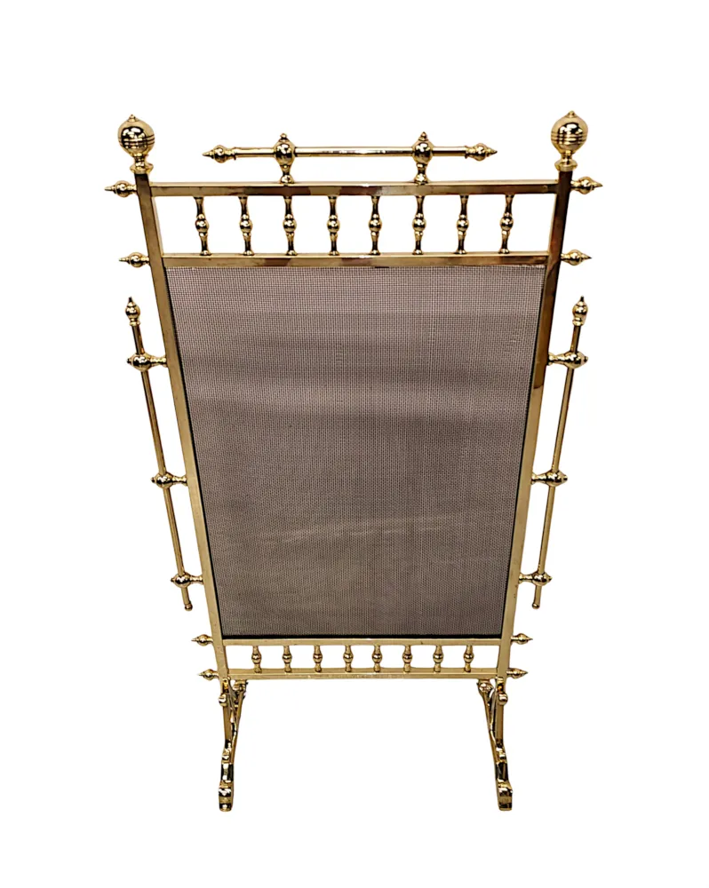 A Very Fine Fully Restored Large Size 19th Century Brass Fire Screen