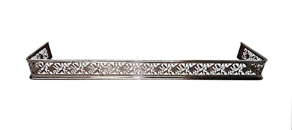 A Very Rare and Fine Large Size 19th Century Polished Steel Fender