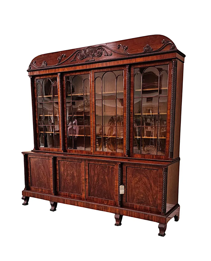 A Very Rare Early 19th Century Irish Flame Mahogany Bookcase
