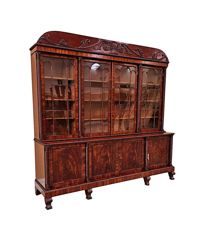 A Very Rare Early 19th Century Irish Flame Mahogany Bookcase