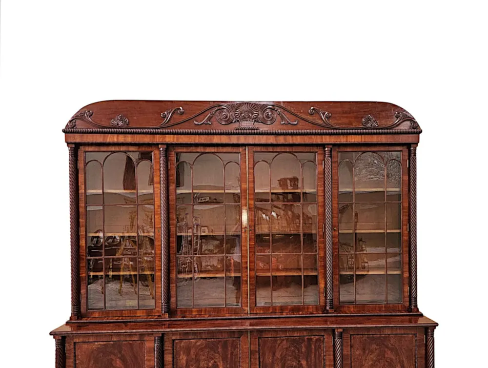 A Very Rare Early 19th Century Irish Flame Mahogany Bookcase