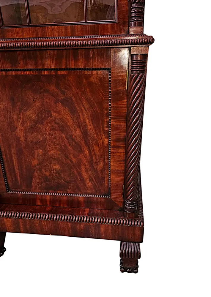 A Very Rare Early 19th Century Irish Flame Mahogany Bookcase