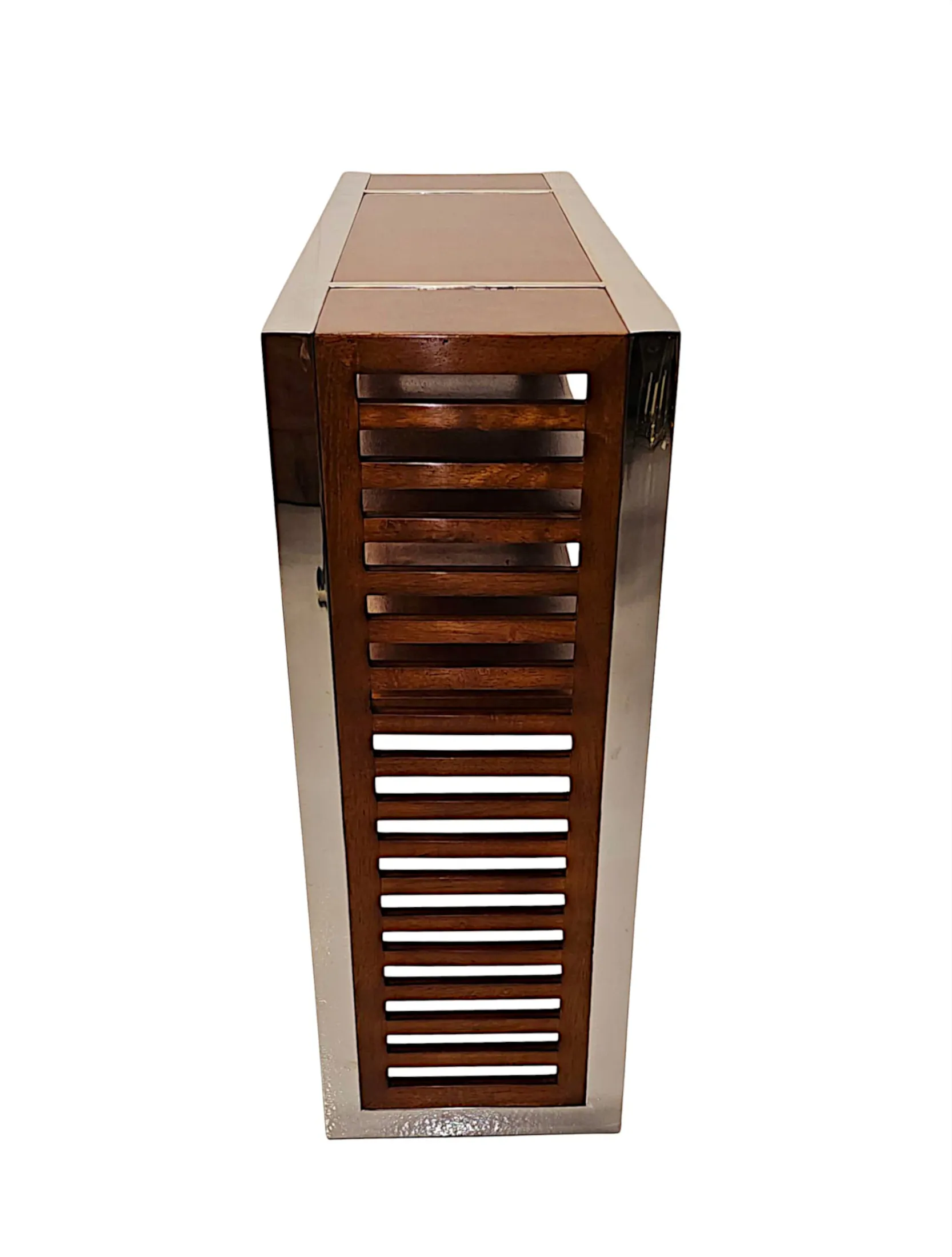 A Very Fine Art Deco Design Chrome and Walnut Console Table
