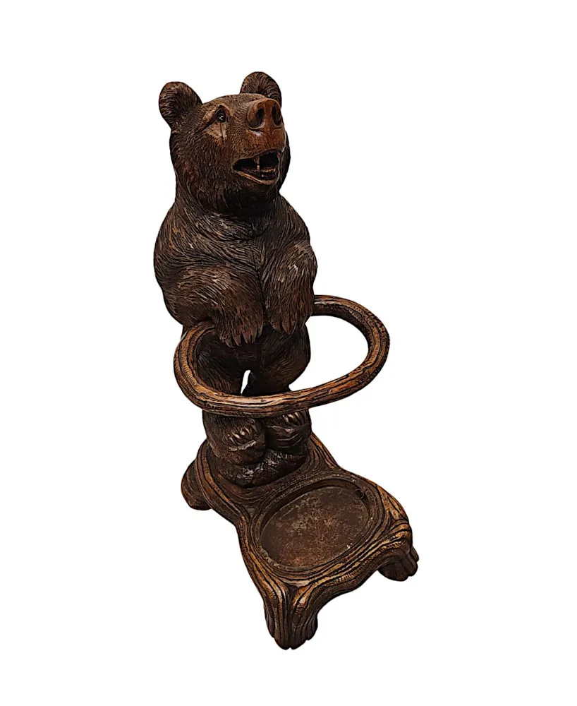 A Very Rare 19th Century Original Black Forest Bear Stick or Umbrella Stand