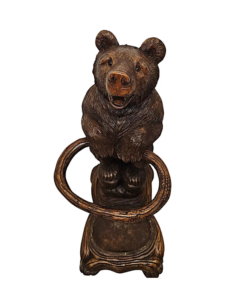 A Very Rare 19th Century Original Black Forest Bear Stick or Umbrella Stand