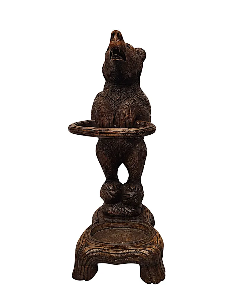 A Very Rare 19th Century Original Black Forest Bear Stick or Umbrella Stand