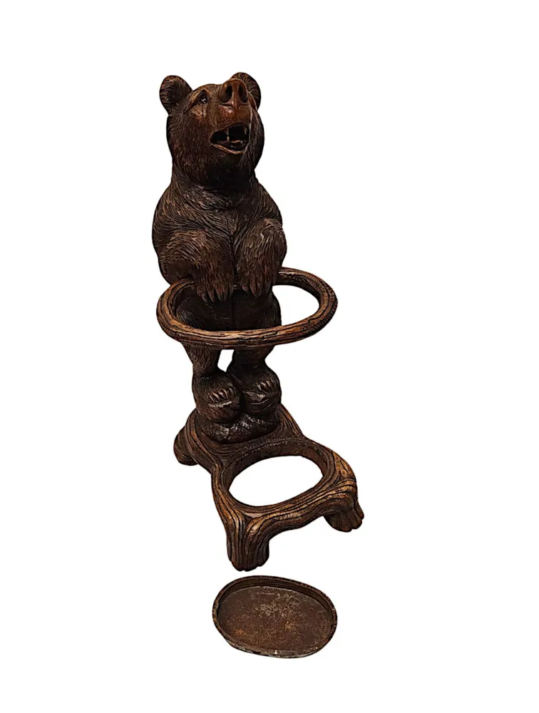 A Very Rare 19th Century Original Black Forest Bear Stick or Umbrella Stand