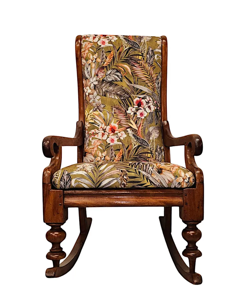  A Fabulous 19th Century Newly Upholstered Rocking Chair