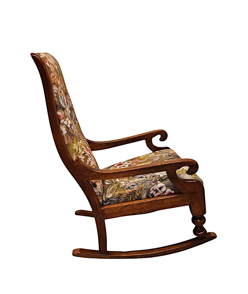  A Fabulous 19th Century Newly Upholstered Rocking Chair