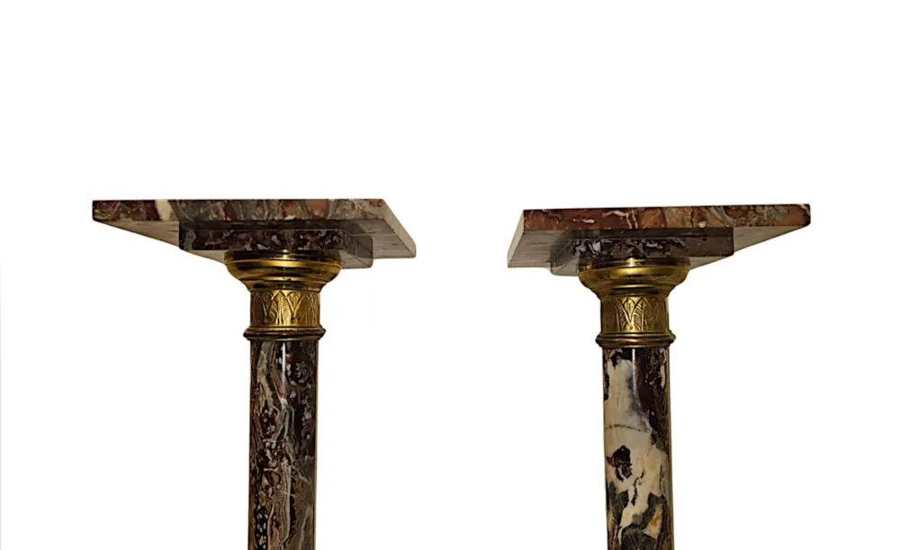  A Very Fine Pair of 19th Century Marble Bust or Urn Stands with Ormolu Mounts