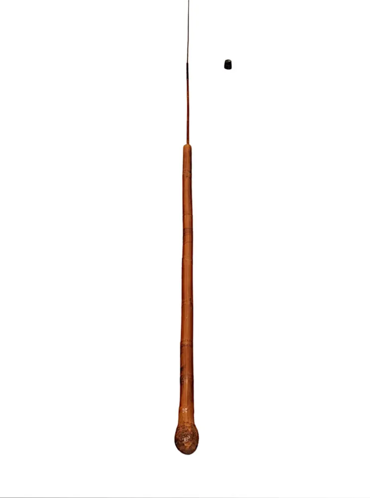  A Very Rare 19th Century Carved Bamboo Walking Stick Which Extends To A Fishing Rod