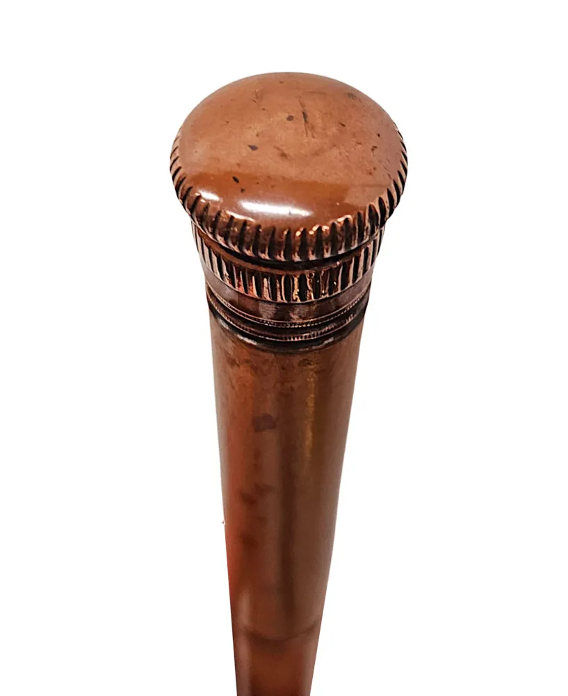 An Unusual 19th Century Gadget Walking Cane with Internal Glass Drinking Tube