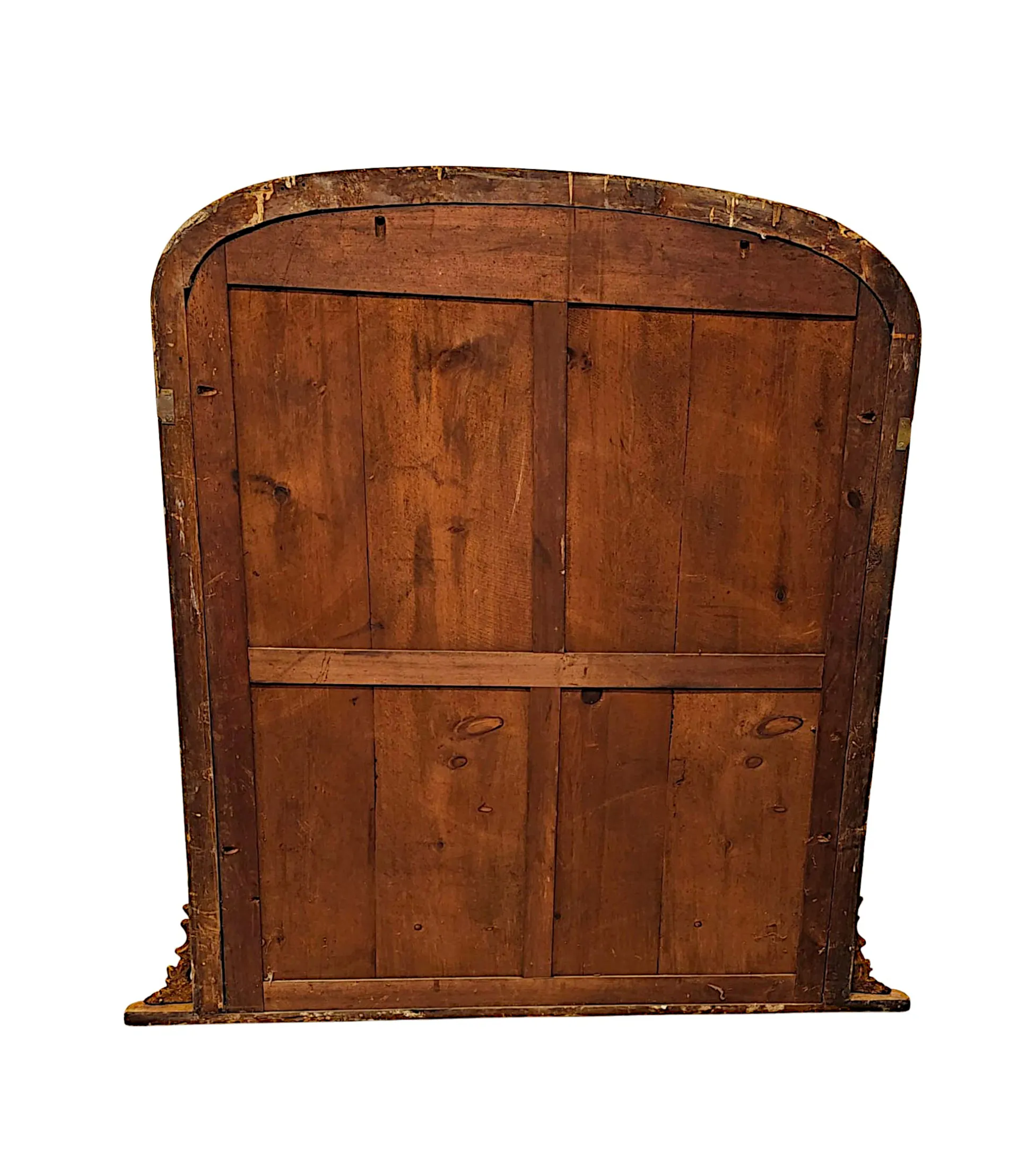 A Gorgeous Large 19th Century Simple Design Giltwood Archtop Overmantel Mirror