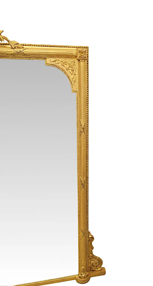A Stunning Large Size 19th Century Giltwood Overmantel Mirror