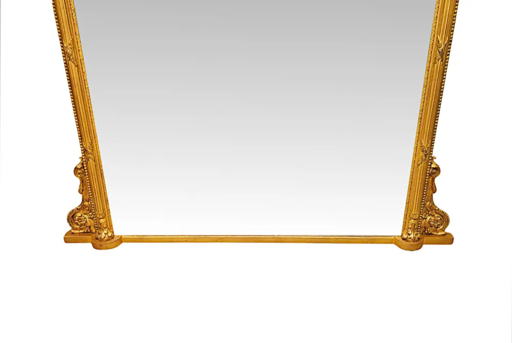 A Stunning Large Size 19th Century Giltwood Overmantel Mirror