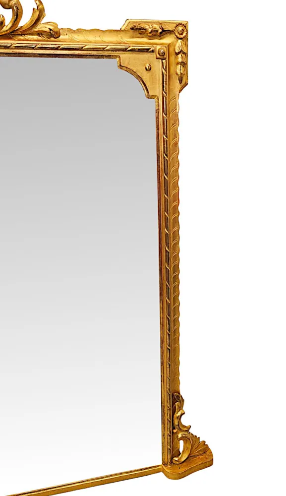 A Stunning Large Size 19th Century Giltwood Overmantel Mirror