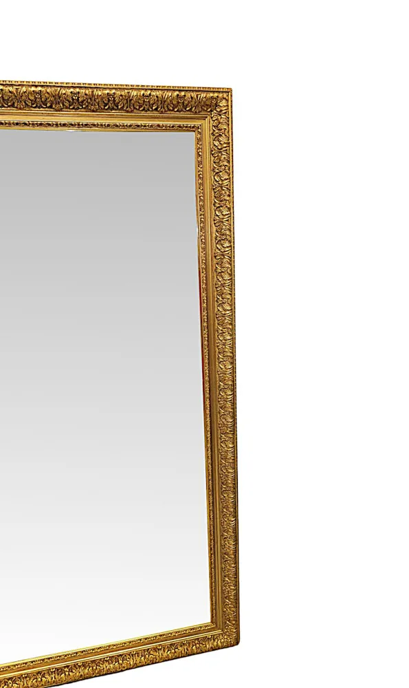 A Very Fine and Unusual 19th Century Large Giltwood Overmantel Mirror of Simple Design