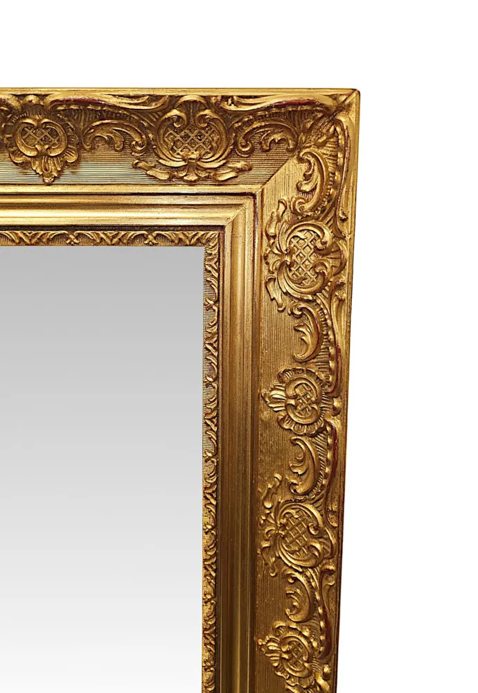 A Very Rare Pair of Early 20th Century Large Size Giltwood Overmantel Mirrors of Simple Design