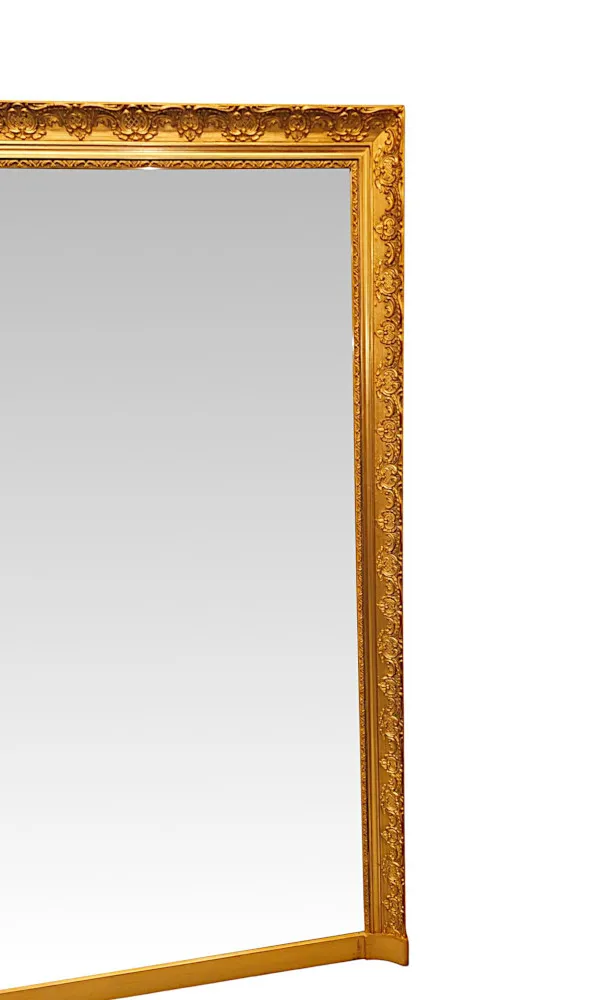 A Very Rare Pair of Early 20th Century Large Size Giltwood Overmantel Mirrors of Simple Design