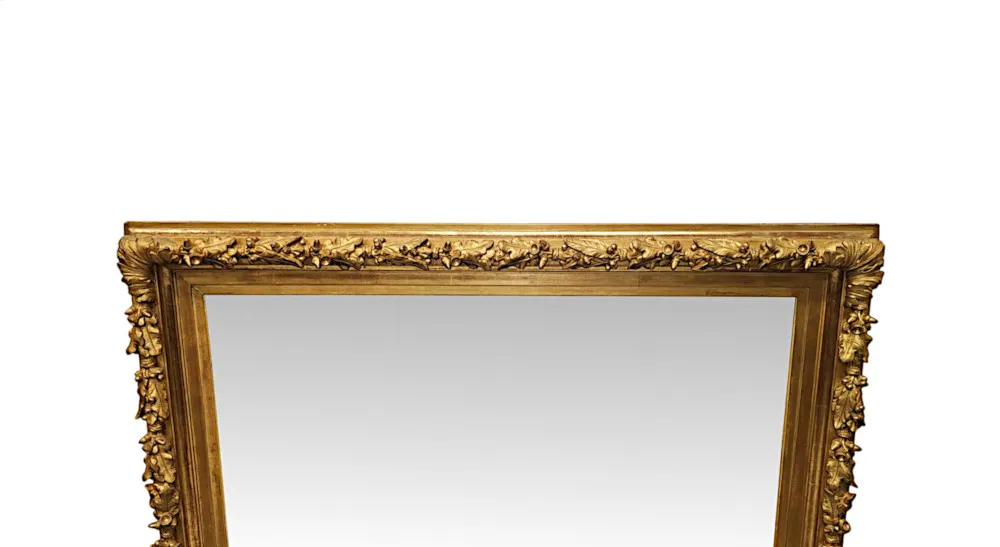 A Gorgeous 19th Century Giltwood Hall or Overmantel Mirror with Acorn and Oak Leaf Detailing
