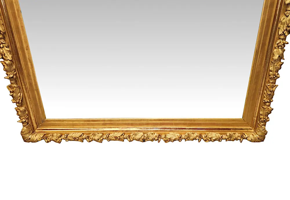 A Gorgeous 19th Century Giltwood Hall or Overmantel Mirror with Acorn and Oak Leaf Detailing