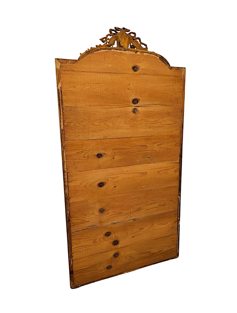 A Fabulous Tall 19th Century Giltwood Hall or Dressing Mirror With Original Bevelled Glass