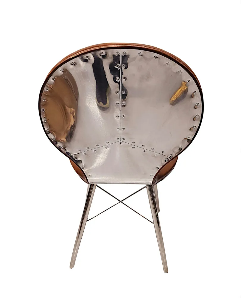  A Gorgeous Art Deco Design Leather and Chrome Dining Chair