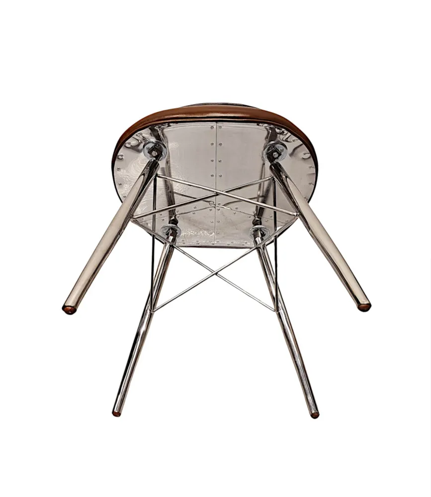  A Gorgeous Art Deco Design Leather and Chrome Dining Chair