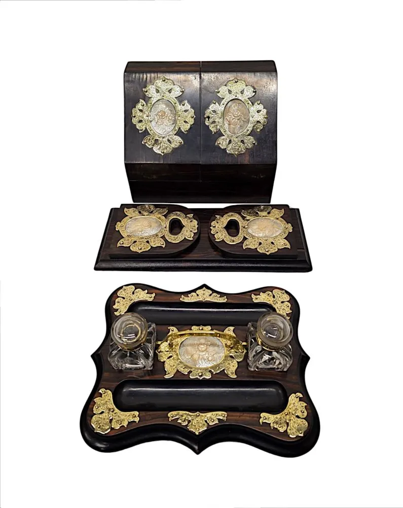 A Very Rare 19th Century Coromandel Desk Set