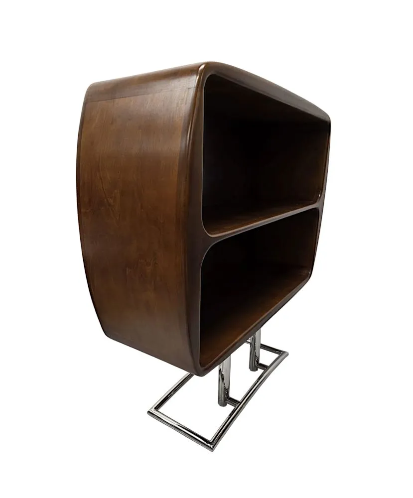 A Stunning Mid Century Design Walnut and Chrome Open Bookcase