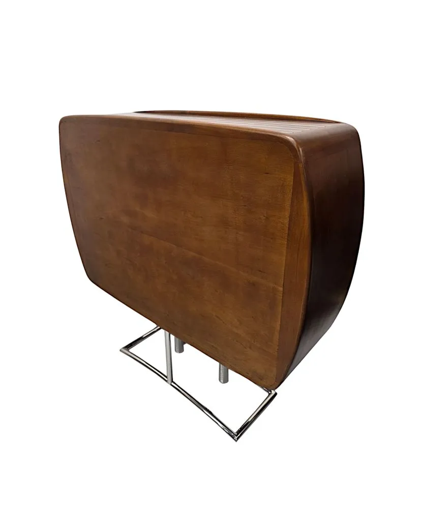 A Stunning Mid Century Design Walnut and Chrome Open Bookcase