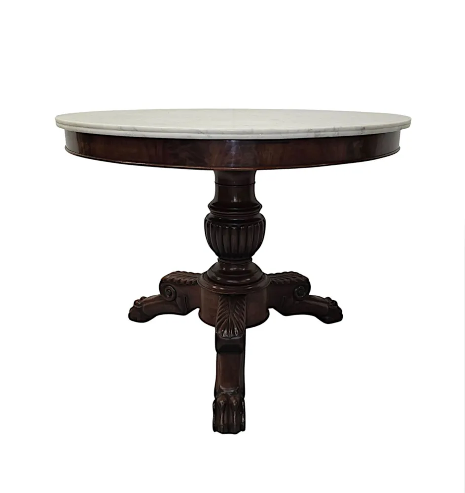  A Very Rare 19th Century Marble Top Mahogany Based Centre Table
