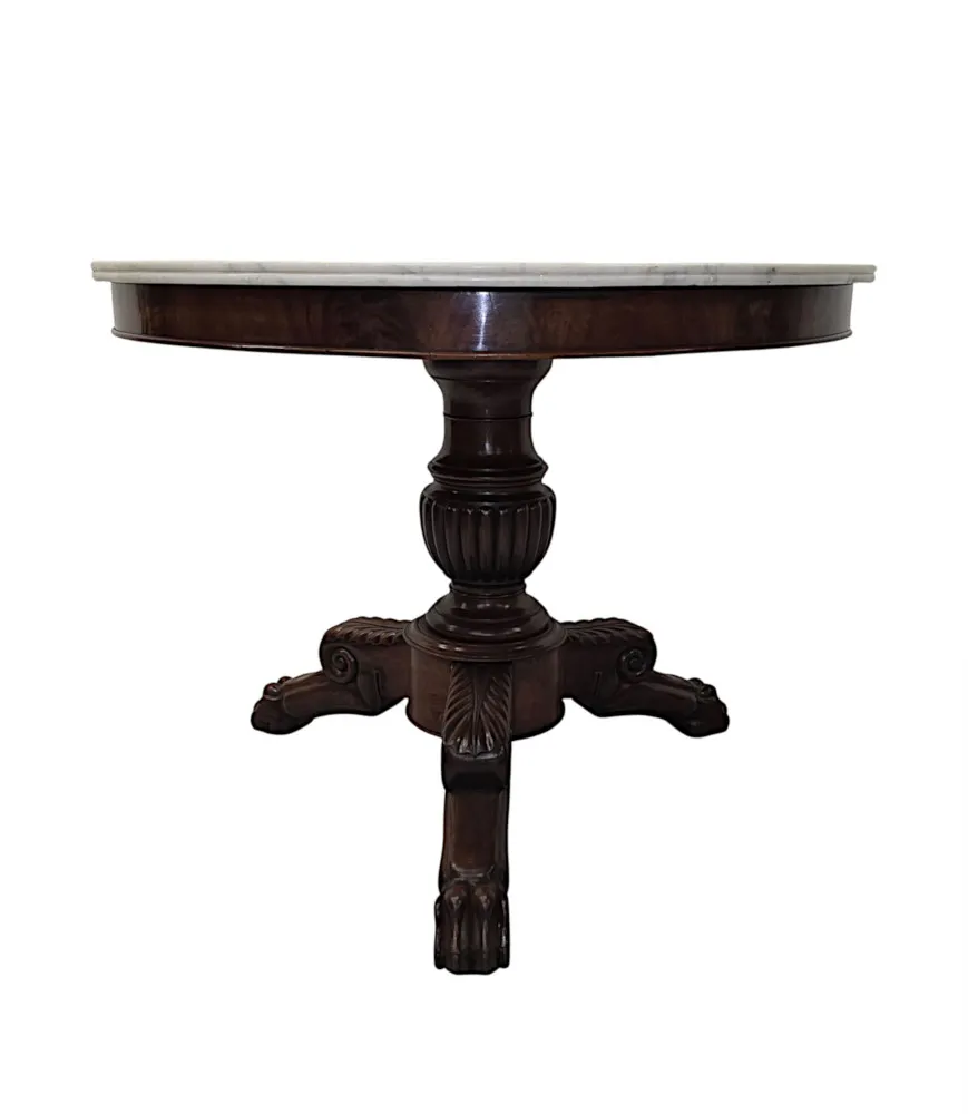 A Very Rare 19th Century Marble Top Mahogany Based Centre Table