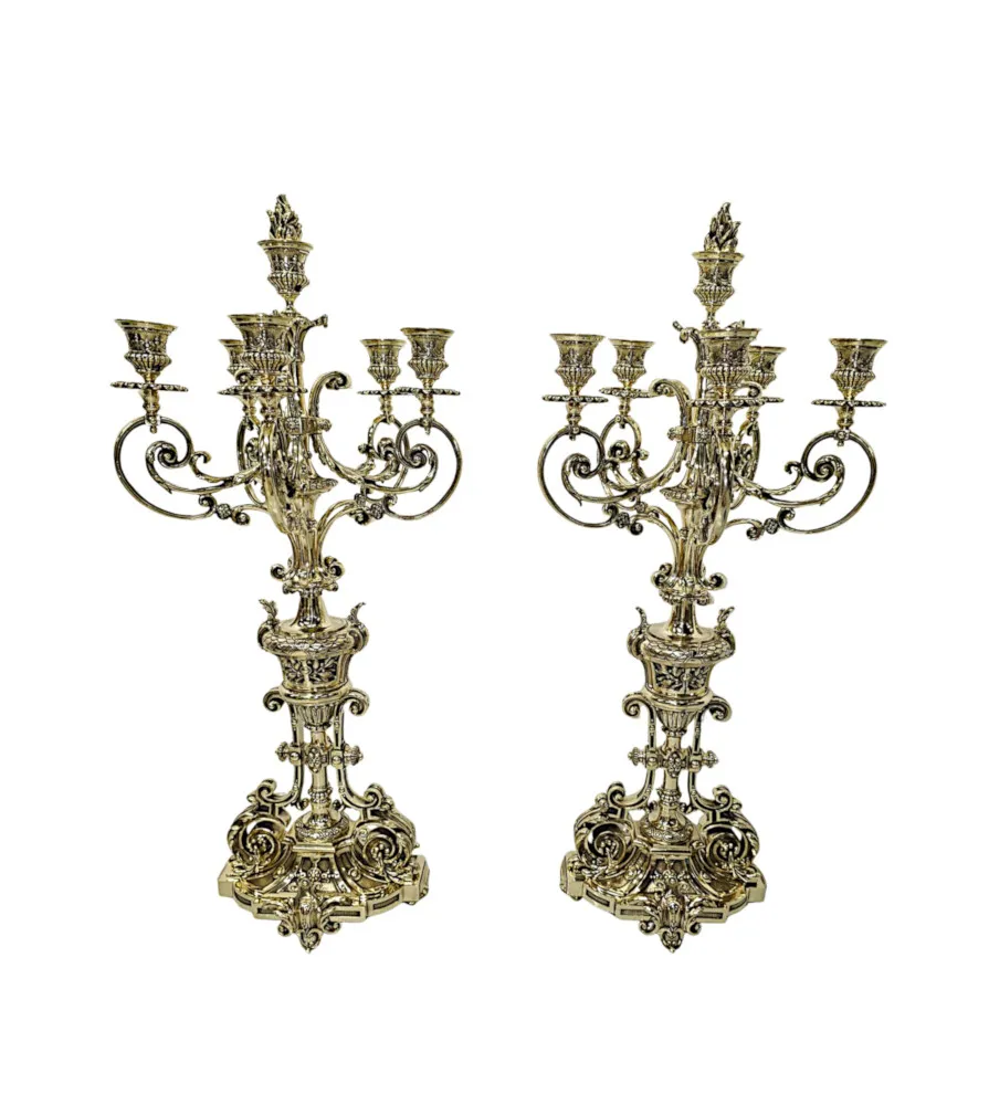  A Very Rare Large 19th Century French Bronze Clock Garniture Set Fully Restored and Polished