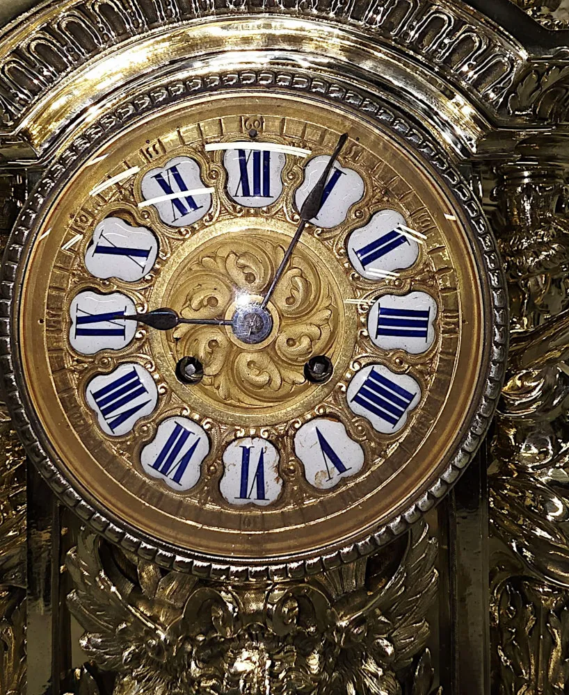  A Very Rare Large 19th Century French Bronze Clock Garniture Set Fully Restored and Polished