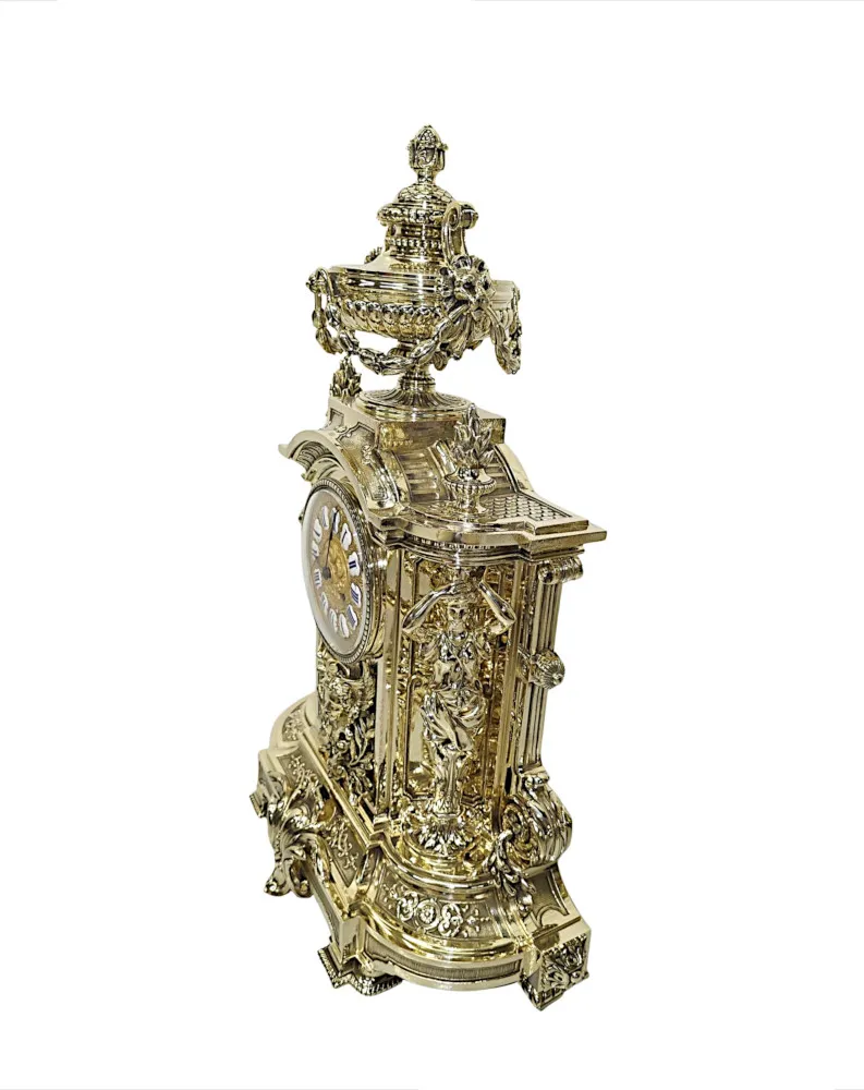  A Very Rare Large 19th Century French Bronze Clock Garniture Set Fully Restored and Polished