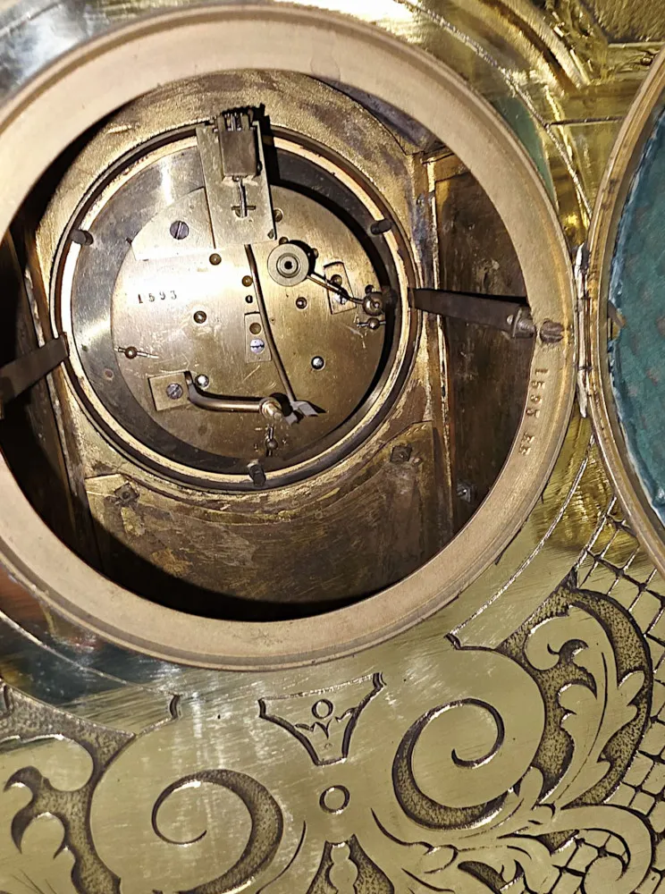  A Very Rare Large 19th Century French Bronze Clock Garniture Set Fully Restored and Polished