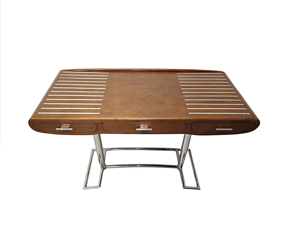 A Stunning Mid Century Design Walnut and Chrome Desk