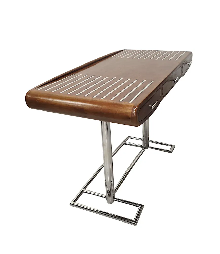 A Stunning Mid Century Design Walnut and Chrome Desk
