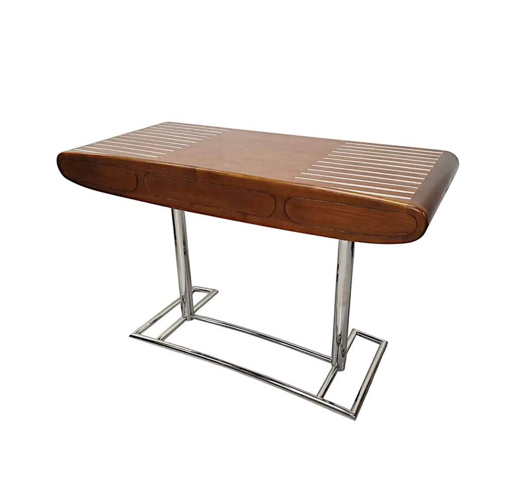 A Stunning Mid Century Design Walnut and Chrome Desk