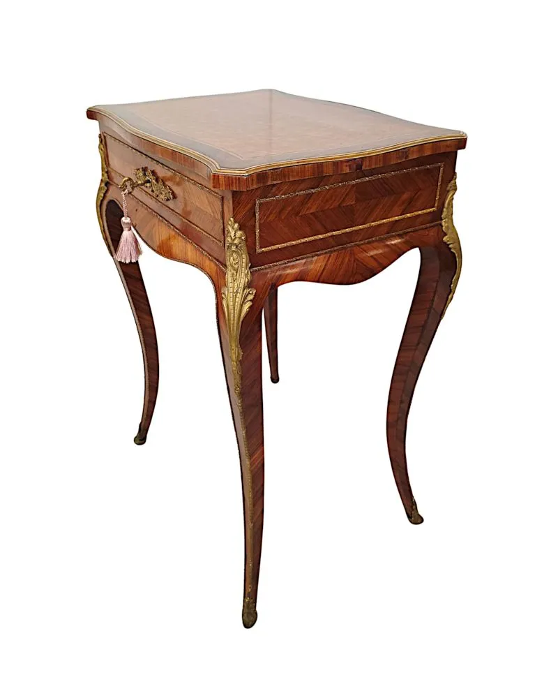 A Very Rare 19th Century Inlaid Ormolu Mounted Work or Lamp Table Stamped 'Tahan Paris'