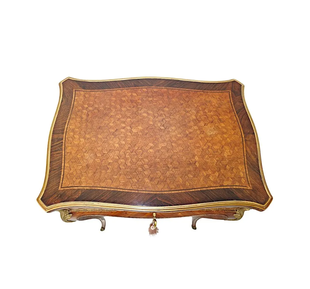 A Very Rare 19th Century Inlaid Ormolu Mounted Work or Lamp Table Stamped 'Tahan Paris'