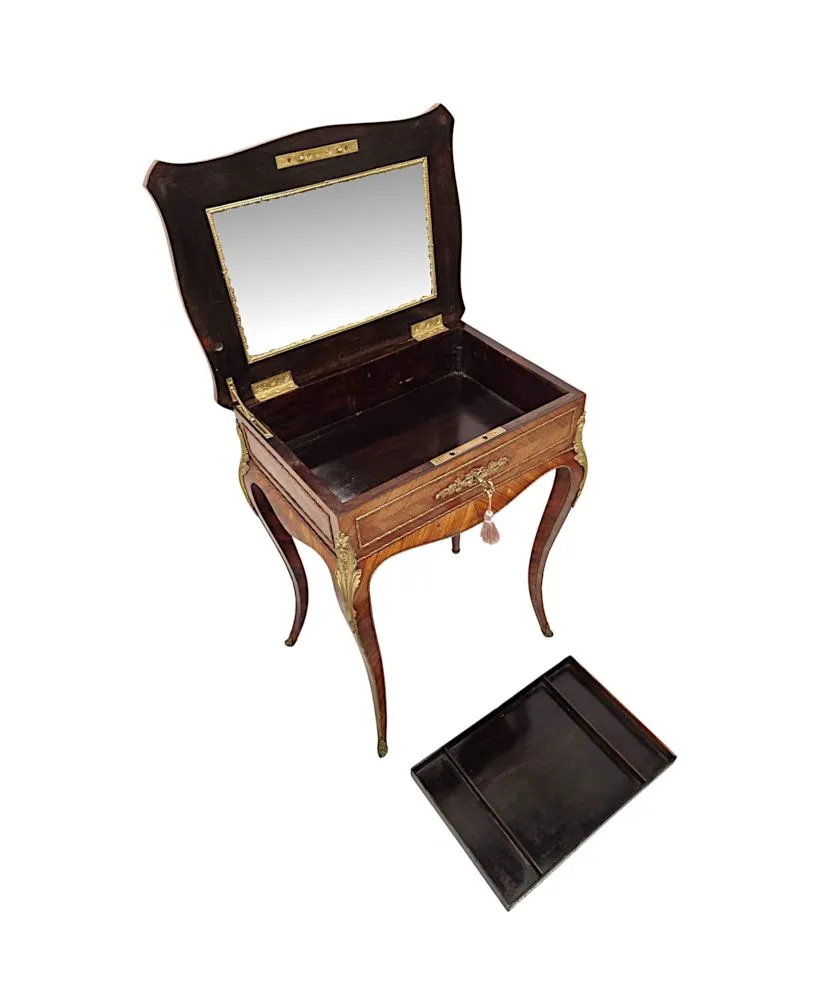 A Very Rare 19th Century Inlaid Ormolu Mounted Work or Lamp Table Stamped 'Tahan Paris'