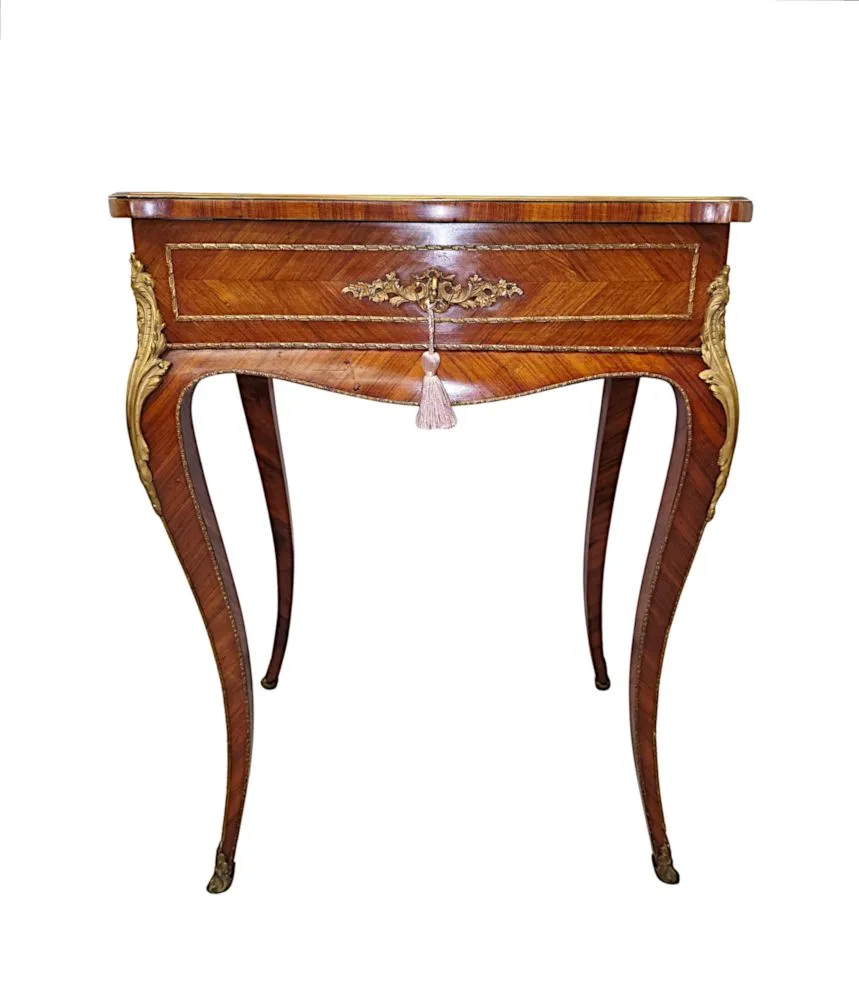 A Very Rare 19th Century Inlaid Ormolu Mounted Work or Lamp Table Stamped 'Tahan Paris'